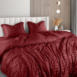 Ameha Red Striped Microfibre Bedding Set Single, Reversible & Breathable Duvet Cover, Fitted Sheet & Pillowcase - thumbnail 9