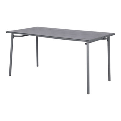 GoodHome Lithari Metal Grey Dark Shadow 4 Seater Rectangular Dining Table - image 1