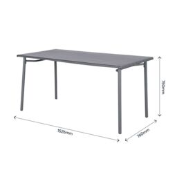 GoodHome Lithari Metal Grey Dark Shadow 4 Seater Rectangular Dining Table - thumbnail 3