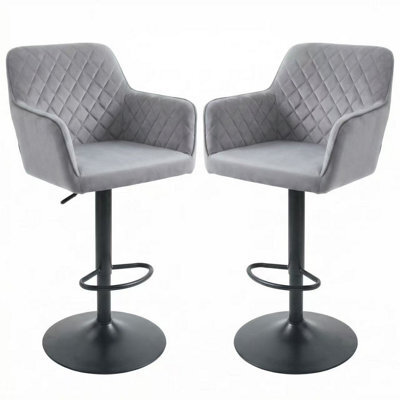 Alivio Adjustable Swivel Modern Velvet Bar Stools Backrest Counter Height Chairs (Set Of 2, Grey) - image 1