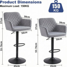 Alivio Adjustable Swivel Modern Velvet Bar Stools Backrest Counter Height Chairs (Set Of 2, Grey) - thumbnail 6