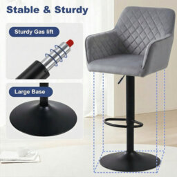 Alivio Adjustable Swivel Modern Velvet Bar Stools Backrest Counter Height Chairs (Set Of 2, Grey) - thumbnail 3