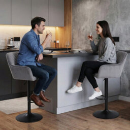 Alivio Adjustable Swivel Modern Velvet Bar Stools Backrest Counter Height Chairs (Set Of 2, Grey) - thumbnail 4