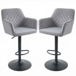 Alivio Adjustable Swivel Modern Velvet Bar Stools Backrest Counter Height Chairs (Set Of 2, Grey) - thumbnail 1