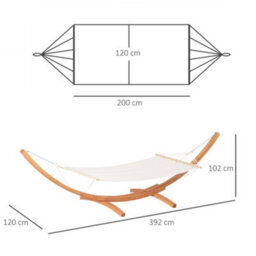 Outsunny Outdoor Garden Hammock Swing Hanging Bed W/wooden Stand For Patio White - thumbnail 3
