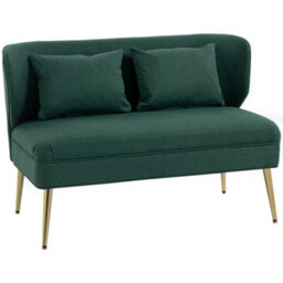 Wyld Haus Madi Linen-Effect Dark Green 2-Seater Sofa With Wingback Design And Gold Metal Legs - thumbnail 2