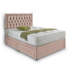 Dining Tables Lisbon Matching Headboard Divan Set, 2 Drawer On Same Side With Sprung 1500 Comfort Mattress- Plush Pink Pale - Double - thumbnail 4