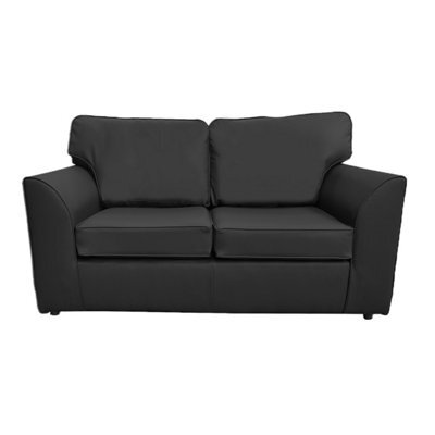 Furnishings For Less UK Danbury Leather Fabric 2 Seater Sofa Black