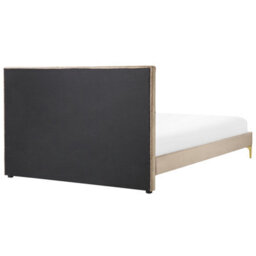 Beliani Bed Velvet Limoux 140 X 200 Cm (Eu Double) Taupe - thumbnail 6