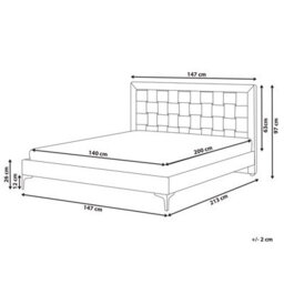 Beliani Bed Velvet Limoux 140 X 200 Cm (Eu Double) Taupe - thumbnail 3