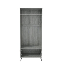 Urbn-Living Urbnliving 180Cm Height Black Wardrobe With Ash Grey 2 Door 2 Drawer Modern Bedroom Clothes Storage Hanging Rail - thumbnail 7