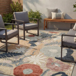 Gardenia Orchid Indoor Outdoor Low Pile Area Rug Floral Design Beige 200 X 290 Cm - thumbnail 6