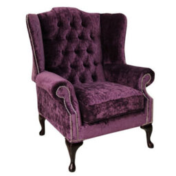 Chesterfield High Back Wing Chair Modena Amethyst Purple Velvet In Mallory Style - thumbnail 1