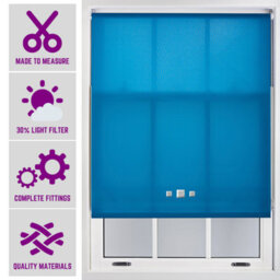 Chrome Triple Square Eyelet Daylight Roller Blind - (W)180Cm X (L)210Cm Teal Blind From Furnished