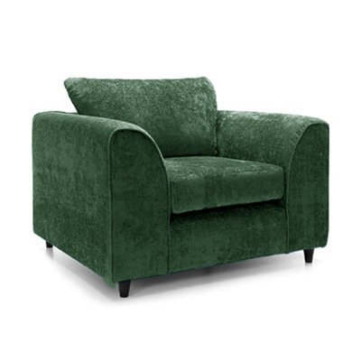 Furnishings For Less UK Monaco Chenille Fabric Single Seater Armchair Green