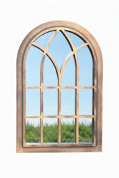 Biznest Arched Top Window Soho Mirror Gothic Style Black - Gold Plastic Framed Wall Hanging Indoor & Outdoor Elegant Gift 73X48Cm - thumbnail 5