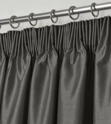 Intimates Modern Ring Top Curtains, Ready-Made High-Quality Faux Silk, Machine Washable, Energy-Saving Living Room Curtains - Charcoal