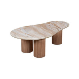 Buttercup Farm Ashford Pedestal Coffee Table - Natural Marble And Wood - L70 X W120 X H40 Cm - Brown - thumbnail 3