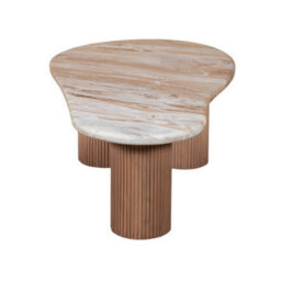 Buttercup Farm Ashford Pedestal Coffee Table - Natural Marble And Wood - L70 X W120 X H40 Cm - Brown - thumbnail 4