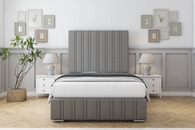 "Sloomy Langston Pewter Dumfries Deep-Sided Bed Frame With 50"" Upholstered Headboard 6' Super King" - image 1