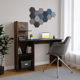 Rustic Brown-Black Computer Desk Workstation 4-Tier Shelves Home Office Study Writing Table - thumbnail 3