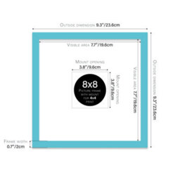 "8X8"" Turquoise Picture Frame - 8X8"" Square Frame With 4X4"" Mount For 8X8""/4X4"" Pictures Moderrn Style Thin Edge, 1 Pack" - thumbnail 2