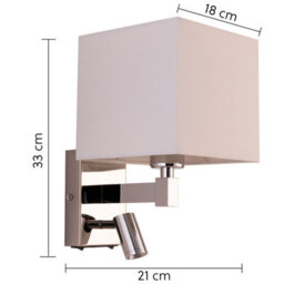 Harper Living Wall Light With Adjustable Led Reading Light With Usb Port And Switch, White Fabric Shade Polished Chrome - thumbnail 9