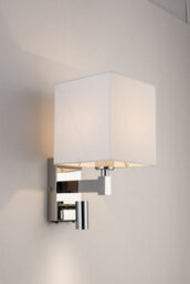Harper Living Wall Light With Adjustable Led Reading Light With Usb Port And Switch, White Fabric Shade Polished Chrome - thumbnail 3