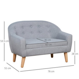Homcom Kids Sofa Children Couch Toddler Armchair Seat Bedroom Nursery Grey - thumbnail 3