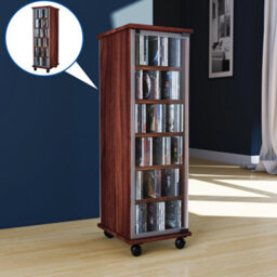 Vcm Wood Cd Dvd Stand Shelf Valenza Glass Door - thumbnail 2