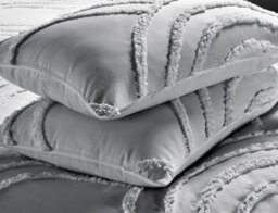Homes & Linen Zara Chenille Tufted Silver Duvet Cover Set  Geometric Arches Design, Polyester Bedding With Pillowcases - thumbnail 4