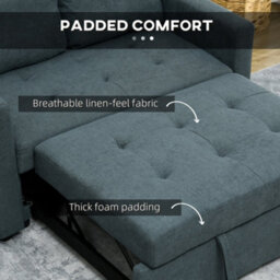 Wyld Haus Matano Maso Charcoal Grey 2-Seater Sofa Bed With Side Pockets And Cushions - thumbnail 7