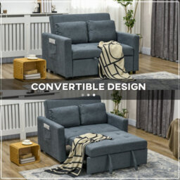 Wyld Haus Matano Maso Charcoal Grey 2-Seater Sofa Bed With Side Pockets And Cushions - thumbnail 5