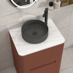 Royal Bathrooms Venice 600mm Terracotta Clay Freestanding Bathroom Countertop Vanity Unit 2 Drawer With Art Round Basin - thumbnail 6