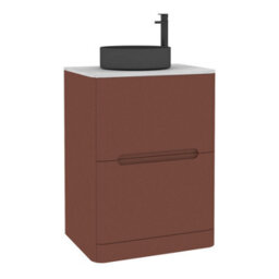 Royal Bathrooms Venice 600mm Terracotta Clay Freestanding Bathroom Countertop Vanity Unit 2 Drawer With Art Round Basin - thumbnail 7