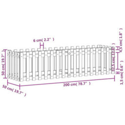 Berkfield Garden Raised Bed With Fence Design Black 200X50X50 Cm Solid Wood Pine - thumbnail 9