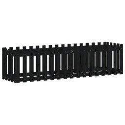 Berkfield Garden Raised Bed With Fence Design Black 200X50X50 Cm Solid Wood Pine - thumbnail 4
