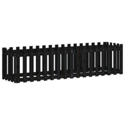 Berkfield Garden Raised Bed With Fence Design Black 200X50X50 Cm Solid Wood Pine - thumbnail 2