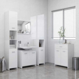 Berkfield Sturdy Bathroom Cabinet White 60X33X80 Cm Engineered Wood - thumbnail 9