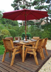 Charles Taylor Trading Six Seater Rectangular Table Set With Cushions - W290 X D245 X H98 - Fully Assembled - Burgundy - thumbnail 3