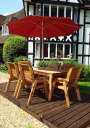 Charles Taylor Trading Six Seater Rectangular Table Set With Cushions - W290 X D245 X H98 - Fully Assembled - Burgundy