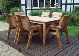 Charles Taylor Trading Six Seater Rectangular Table Set With Cushions - W290 X D245 X H98 - Fully Assembled - Burgundy - thumbnail 5