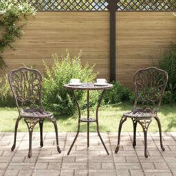 Berkfield Garden Bistro Set 3 Pcs Bronze Aluminium