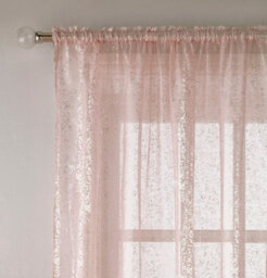 Tyrone Textiles Pair Of Pandora Blush Glittery Metallic Print Panel With Rod Pocket Header 137 Cms - thumbnail 2