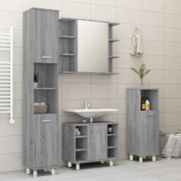 Berkfield Bathroom Cabinet Grey Sonoma 30X30X95 Cm Engineered Wood - thumbnail 3