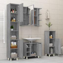 Berkfield Bathroom Cabinet Grey Sonoma 30X30X95 Cm Engineered Wood - thumbnail 4