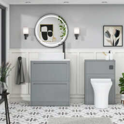 Royal Bathrooms Royal Bathroom Elmore 700mm Matt Pebble Grey Freestanding Countertop Bathroom Vanity Unit 2 Drawer With Lyon Basin - thumbnail 5