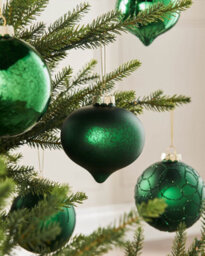 WeRChristmas Christmas Green Glass Christmas Baubles, 6 Pack, 10 Cm - thumbnail 3