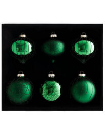 WeRChristmas Christmas Green Glass Christmas Baubles, 6 Pack, 10 Cm