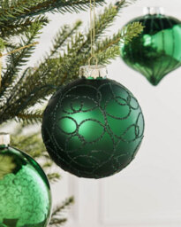 WeRChristmas Christmas Green Glass Christmas Baubles, 6 Pack, 10 Cm - thumbnail 4